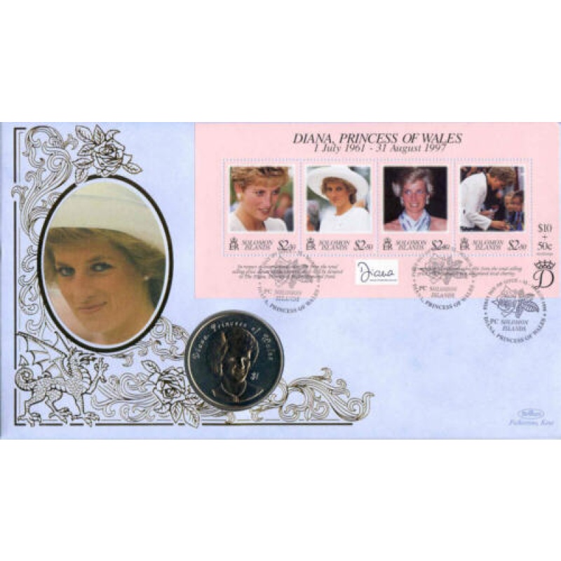 1998 Benham Diana Princess of Wales Coin Cover with Niue  Coin