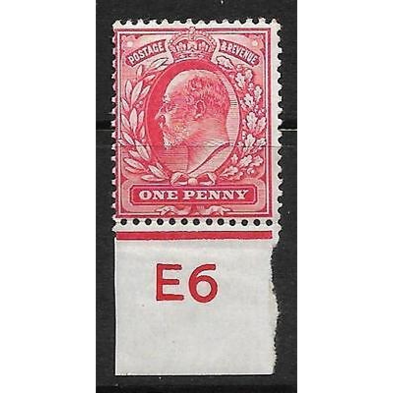 Sg 220 1d Scarlet Control E6 imperf De La Rue V. Lightly MOUNTED MINT