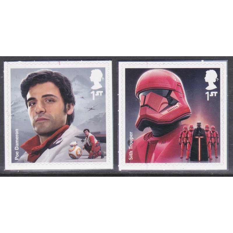 Sg4304-4305 PM70 2019 Star Wars 1st class stamps from booklet pair U M