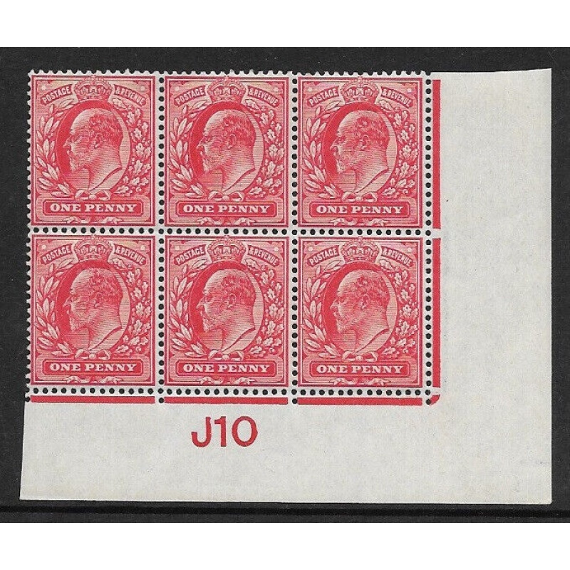 M5(1) 1d Scarlet EDVII De La Rue control J10 Imperf UNMOUNTED MINT