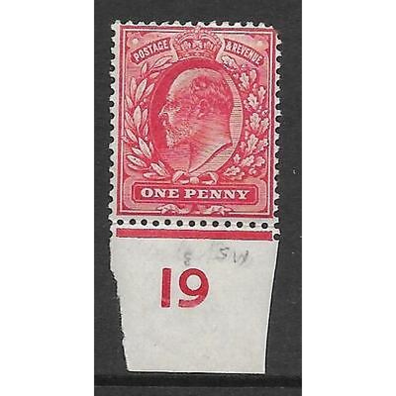 Sg 220 1d Scarlet Control I9 imperf De La Rue MOUNTED MINT Hinged