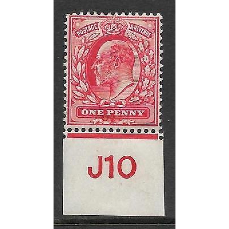 Sg 220 1d Scarlet Control J10 imperf De La Rue V. Lightly MOUNTED MINT