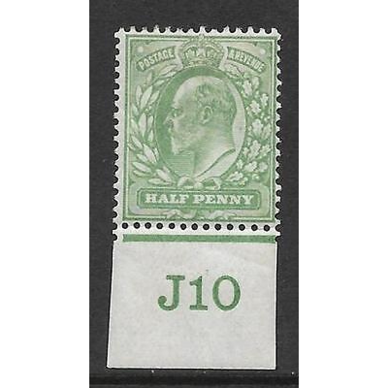 Sg 218 d Yellowish-Green Control J10 imperf De La Rue MOUNTED MINT MM