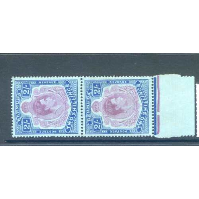 Bermuda 2 - Purple and Deep Blue Pale Blue Marginal Pair Mounted Mint