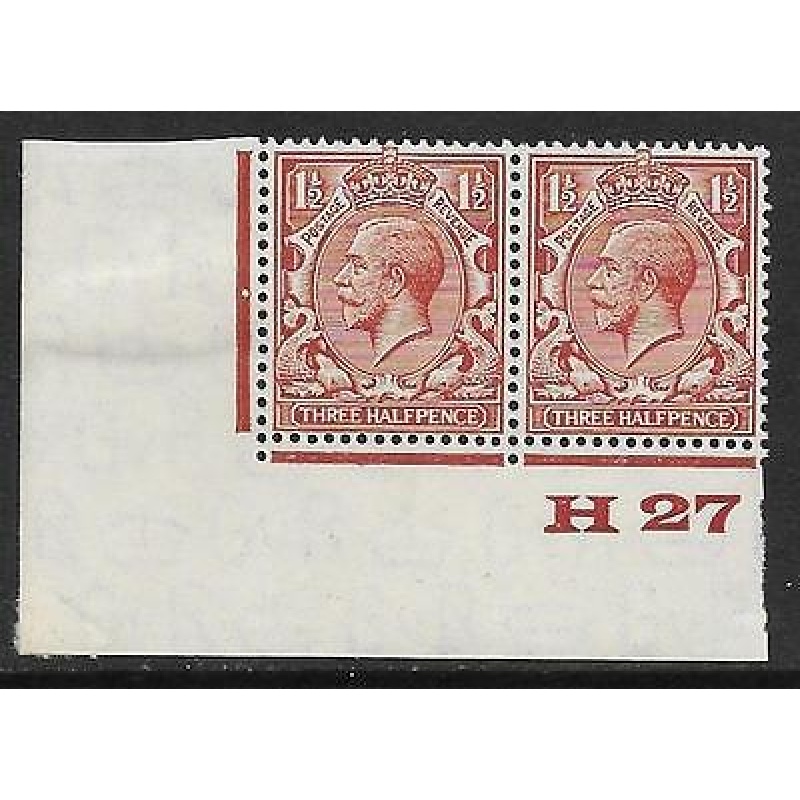 1d Brown Block Cypher Control H27 imperf MOUNTED MINT in margin only