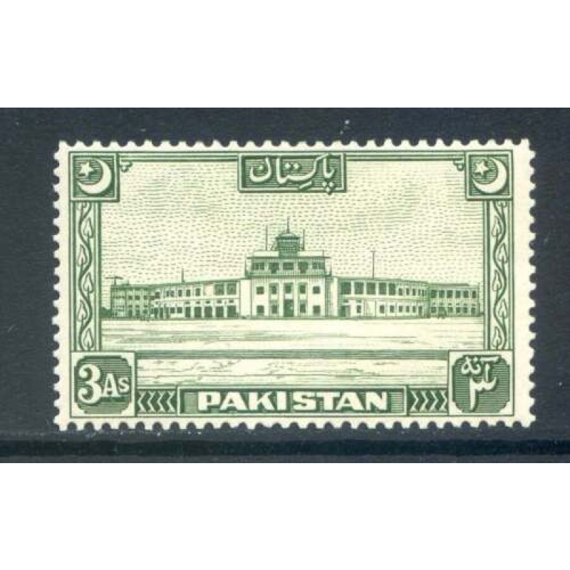 Pakistan 3a Green SG47 Mounted Mint