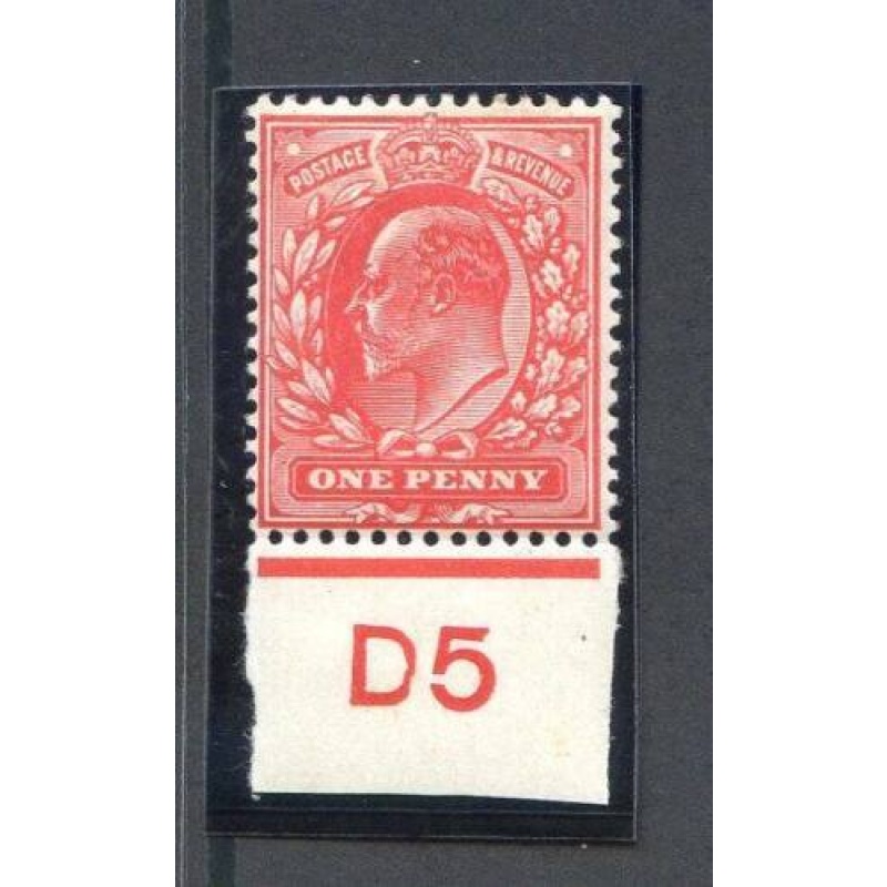 KEV11 1d Scarlet D5 Control Single Mounted Mint