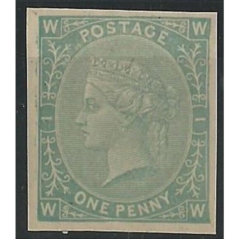 QV 1d pale blue-green 1880 PERKINS BACON TENDER ESSAY MNH