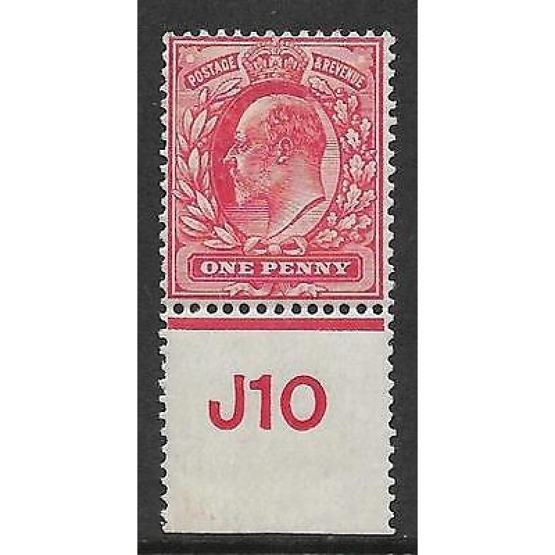 Sg 220 1d Scarlet Control J10 perf De La Rue V. Light MOUNTED MINT