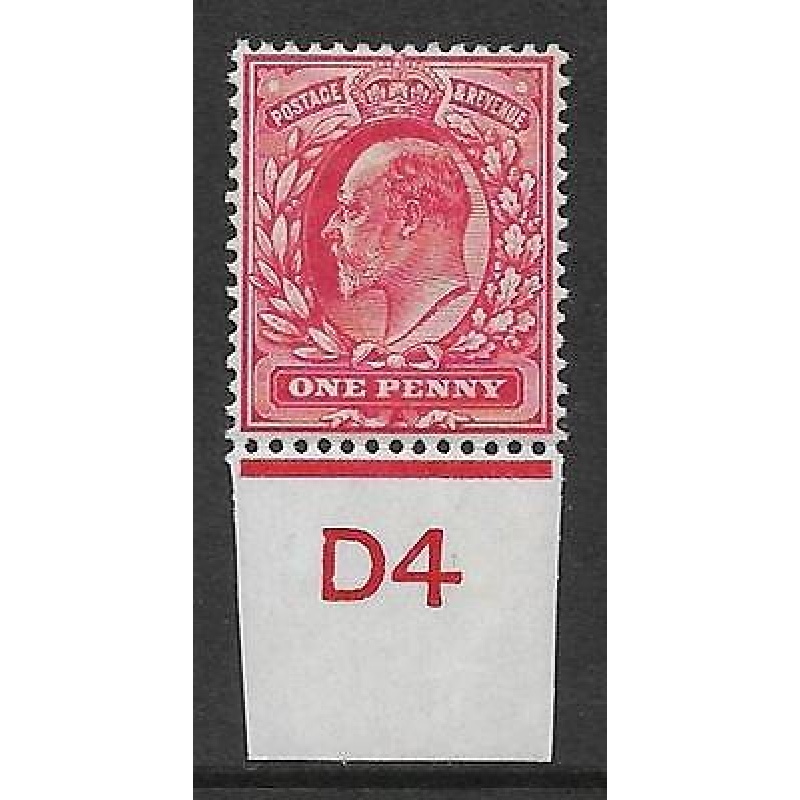 Sg 220 1d Scarlet Control D4 Imperf De La Rue MOUNTED MINT