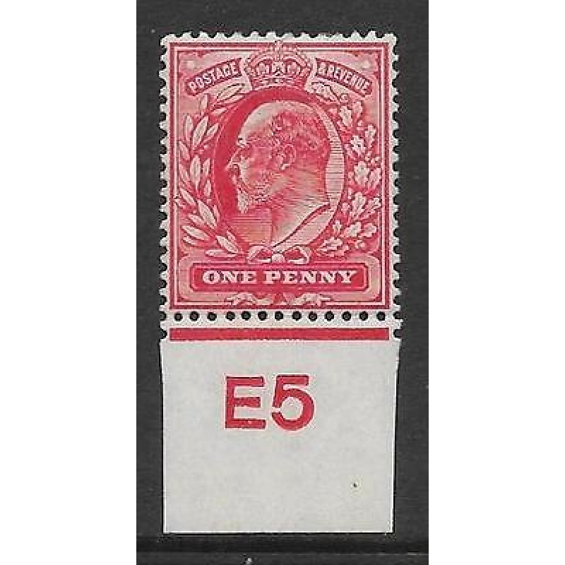 Sg 220 1d Scarlet Control E5 Imperf De La Rue Lightly MOUNTED MINT