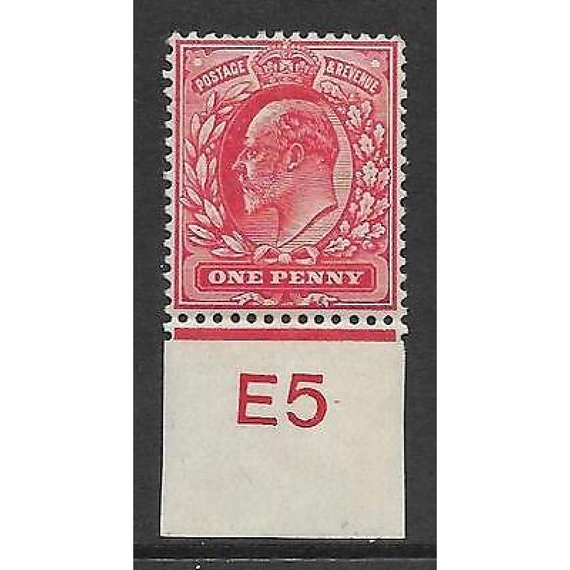 Sg 220 1d Scarlet Control E5 imperf De La Rue V. Light MOUNTED MINT