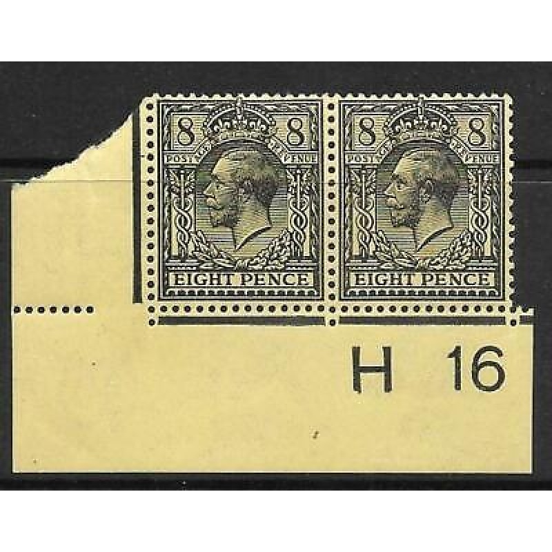 N28(1) 8d Black on Yellow Royal Cypher Control H16 Imperf pair UNMOUNTED MINT