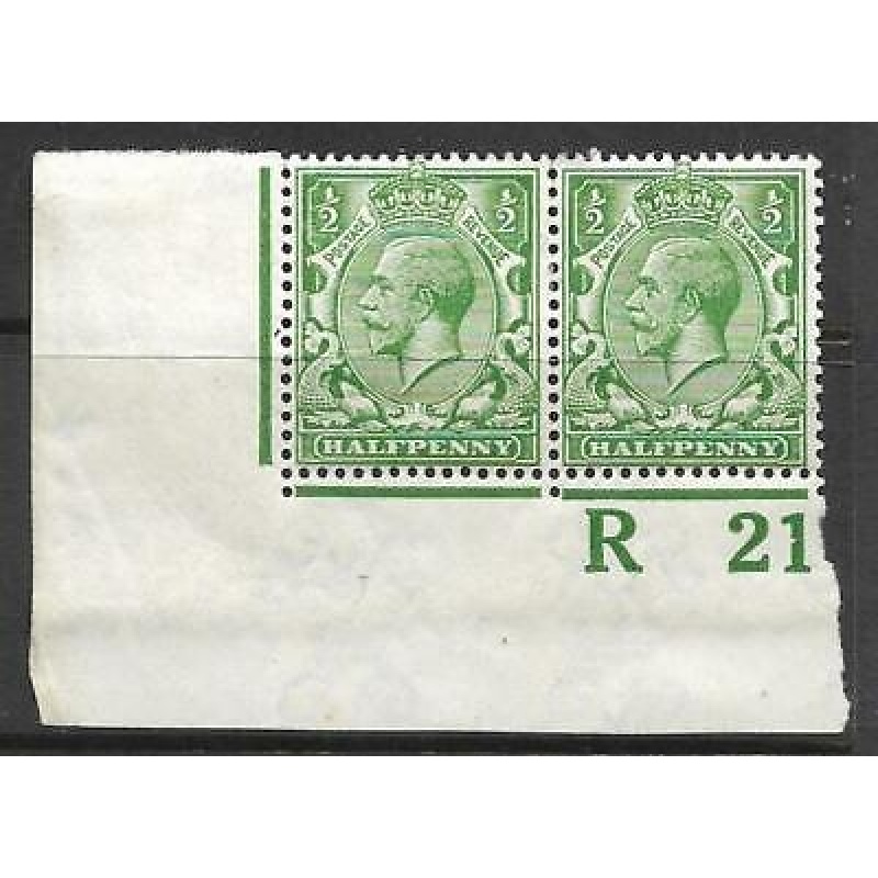 N14(6) d Bright Green Control R21 Imperf pair MOUNTED MINT