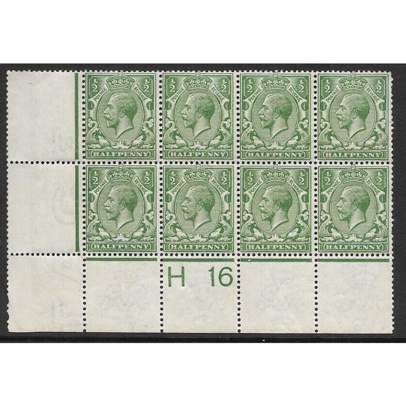 N14(1) ½d Green Control H16 block of 8 perf 2A UNMOUNTED MINT