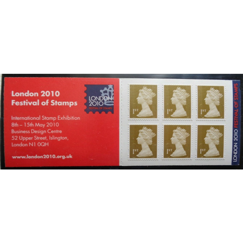 MB8b 2010 Festival of Stamps 6 x 1st Self Adhesive Booklet - complete - No Cyl