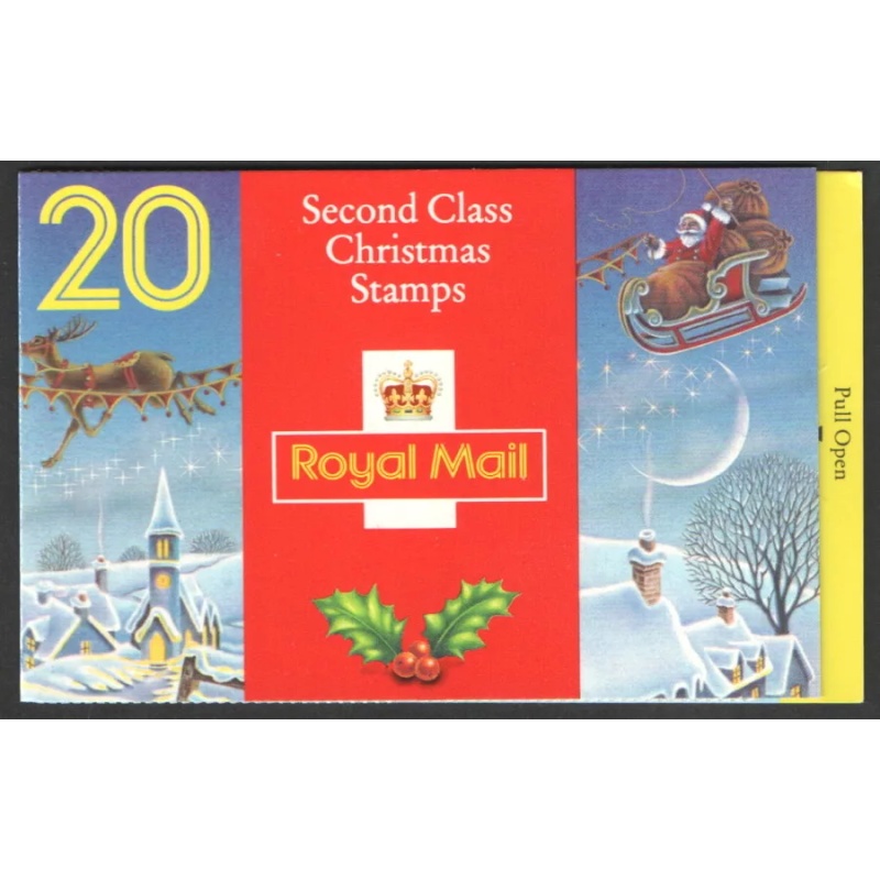 LX4 1993 Christmas Barcode Booklet 20 x 2nd Class (19p) - Cylinder B1A-B2F