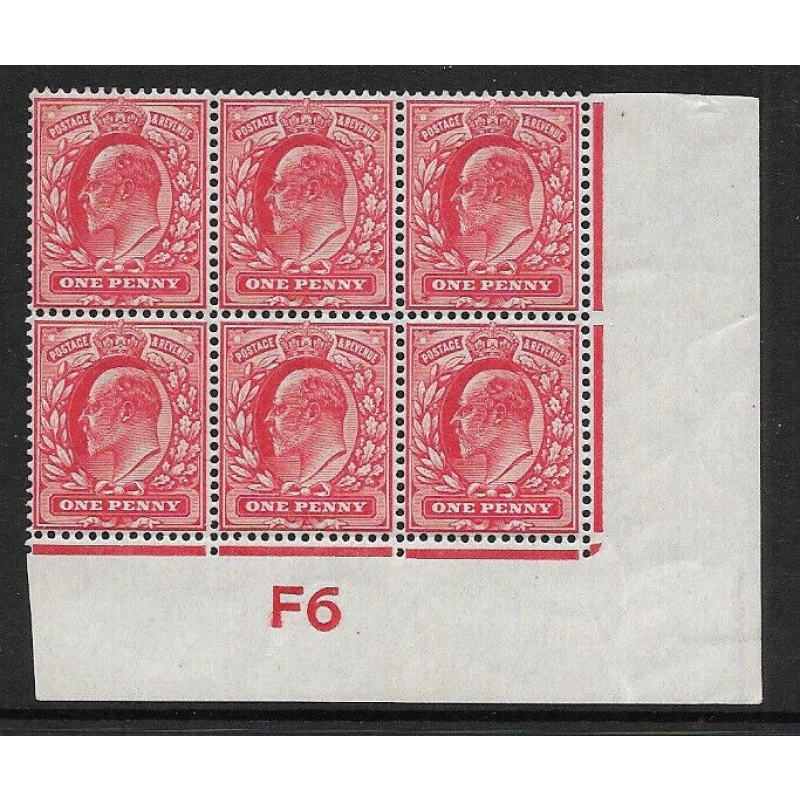 M5(1) 1d Scarlet EDVII De La Rue control F6 Imperf UNMOUNTED MINT