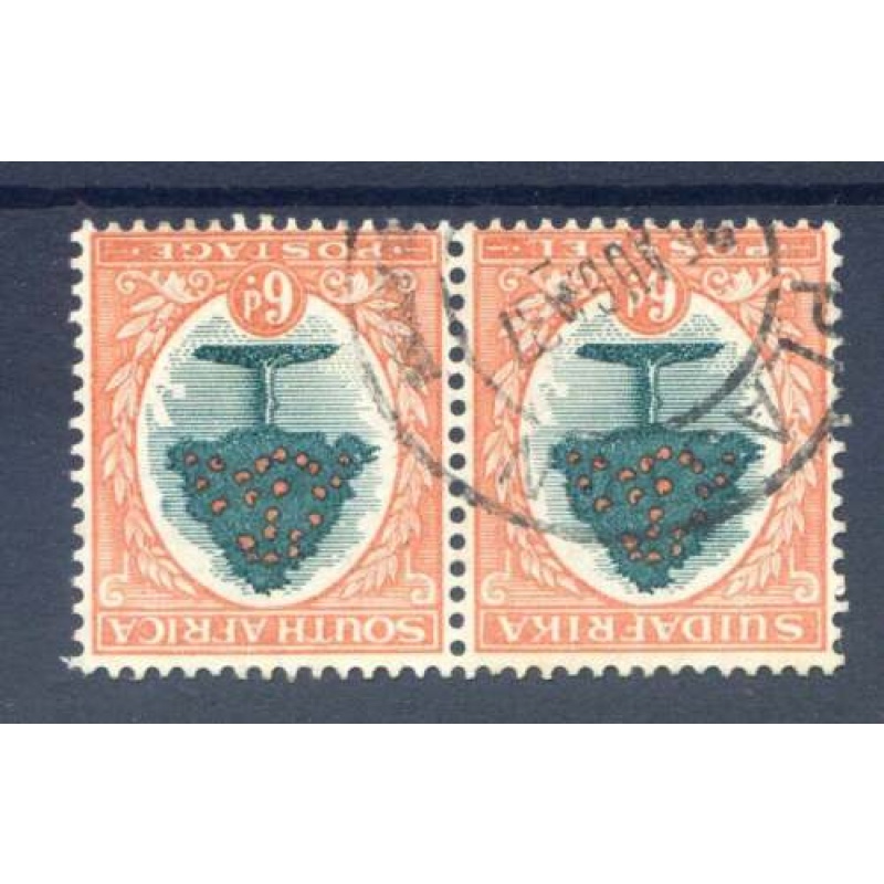 Union of South Africa 6d Green  Orange SG32w Fine Used Pair