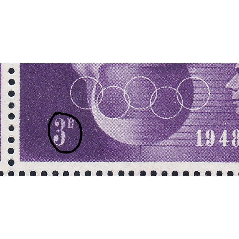 Sg496c496a 1948 3d Olympic Games with flaws block of 4 UNMOUNTED MINT