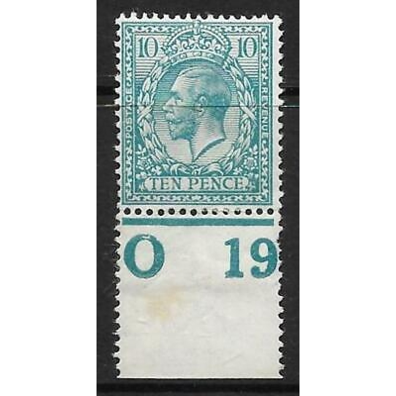 N31(5) 10d Pale Greenish Blue Royal Cypher control O19 perf MOUNTED MINT