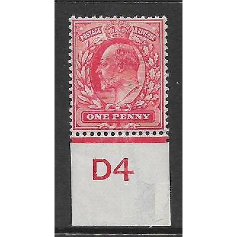 Sg 220 1d Scarlet Control D4 Imperf De La Rue MOUNTED MINT