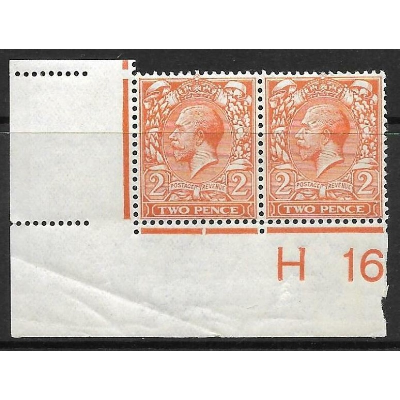 N19(5) 2d Orange Royal Cypher Control H16 imperf pair UNMOUNTED MINT