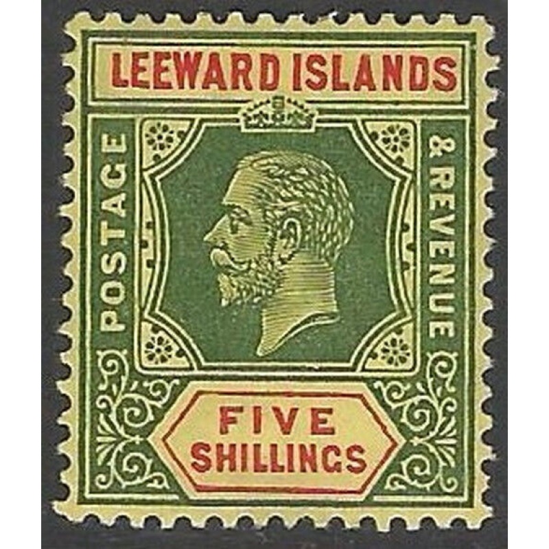 Leeward Islands Sg 78 - 5s. green and red pale yellow LMM CAT 50