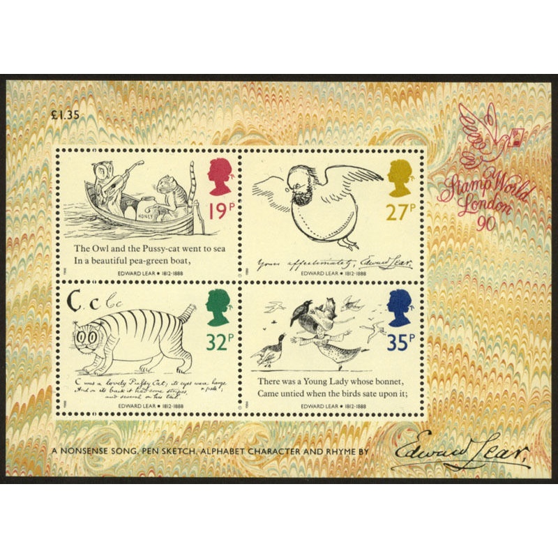 GB MS1409 1988 Edward Lear Miniature Sheet UNMOUNTED MINT MNH