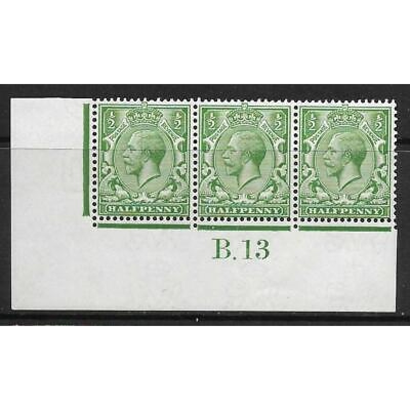 N14(6) d Bright Green Control B Dot 13 Imperf strip of 3 UNMOUNTED MINT