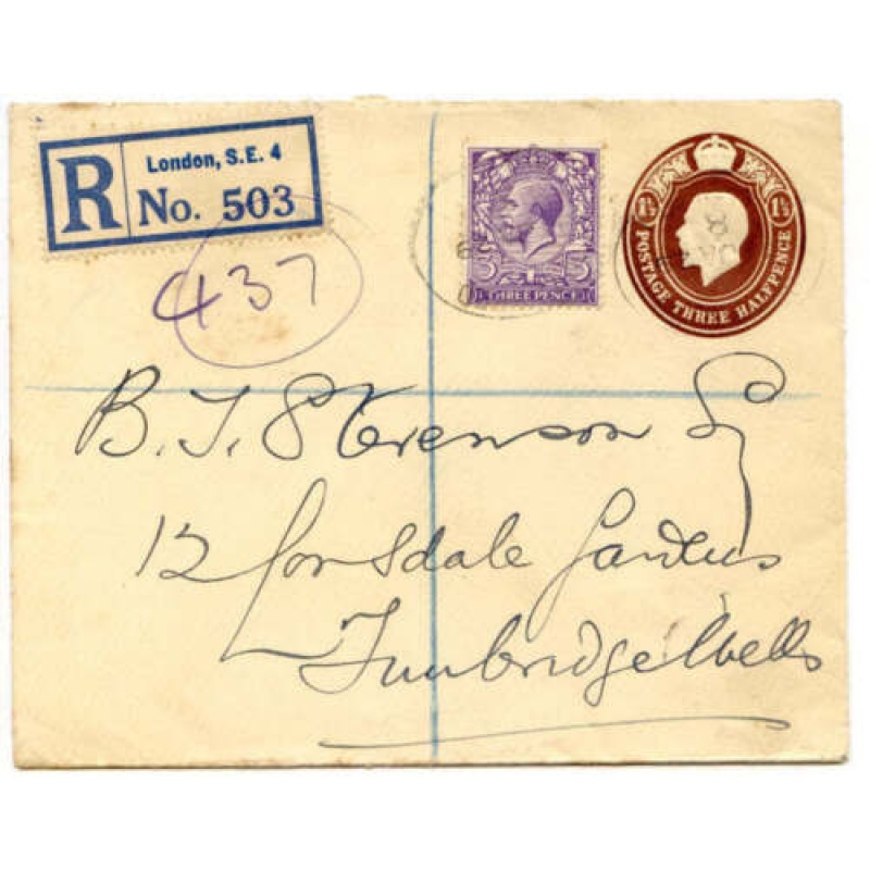 Uprated Postal Stationery Envelope (EP61Size H) to Tunbridgewells