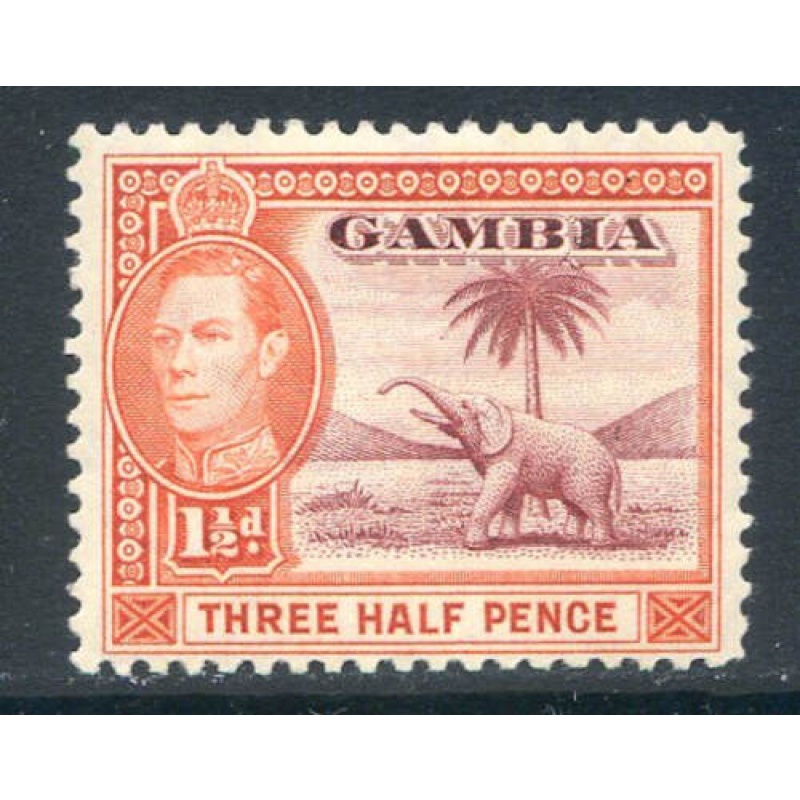 Gambia 1 1 2d Brown-Lake  Scarlet SG152a Mounted Mint