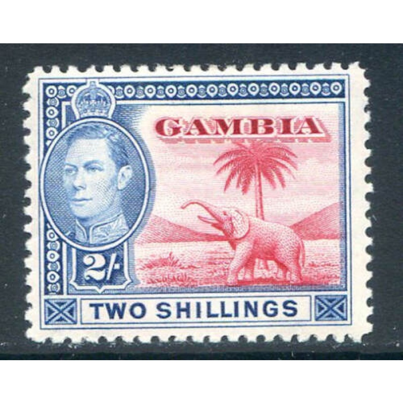 Gambia 2d Carmine  Blue SG157 Mounted Mint