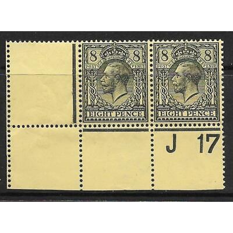 N28(1) 8d Black on Yellow Royal Cypher Control J17 perf pair UNMOUNTED MINT