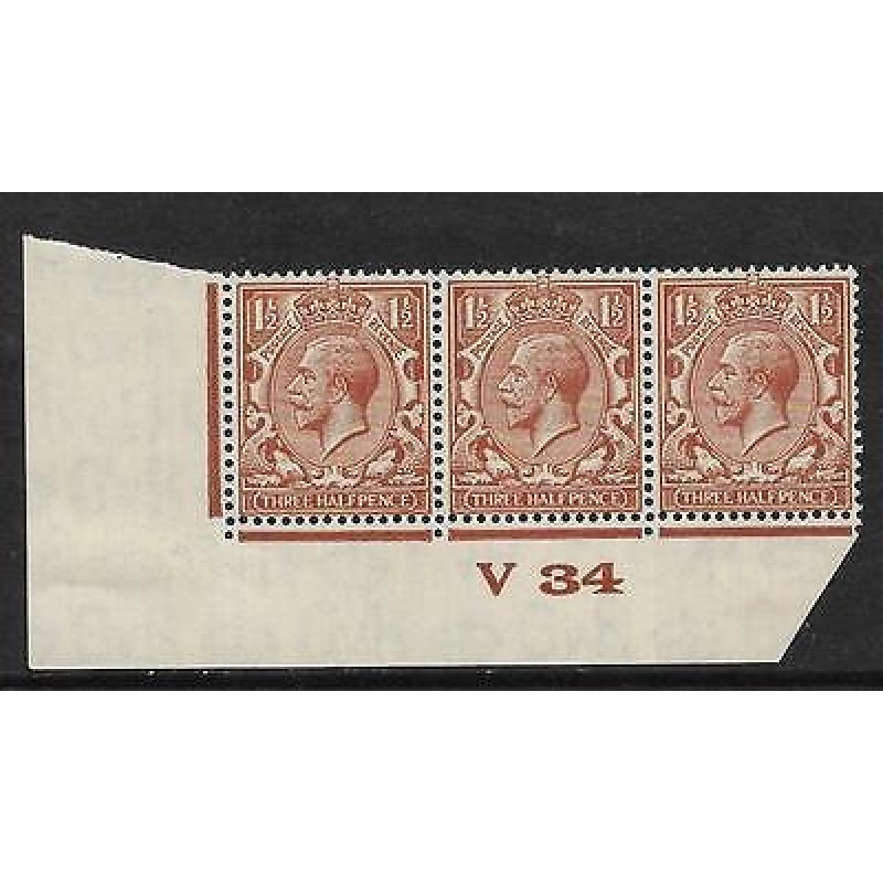 1d Brown Block Cypher Control V34 streaky gum imperf MOUNTED MINT in margin