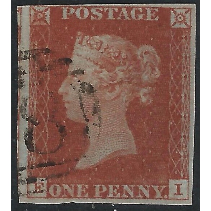 Queen Victoria Sg 8 - 1d Plate 52 EI 4 Margins Alphabet I Fine Used No Faults