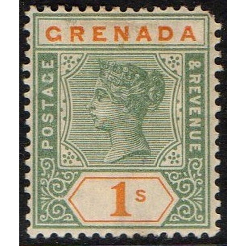 Grenada Sg 55 - 1s. green and orange 1895 MM