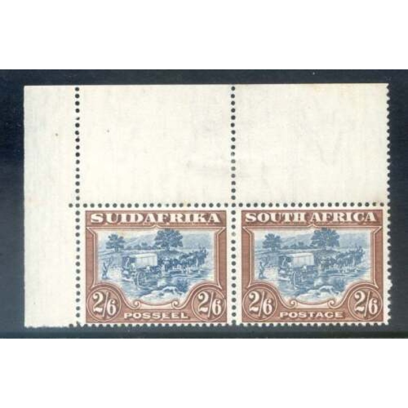 Union of South Africa 2 6 Blue  Brown SG49b Mounted Mint Marginal Pair