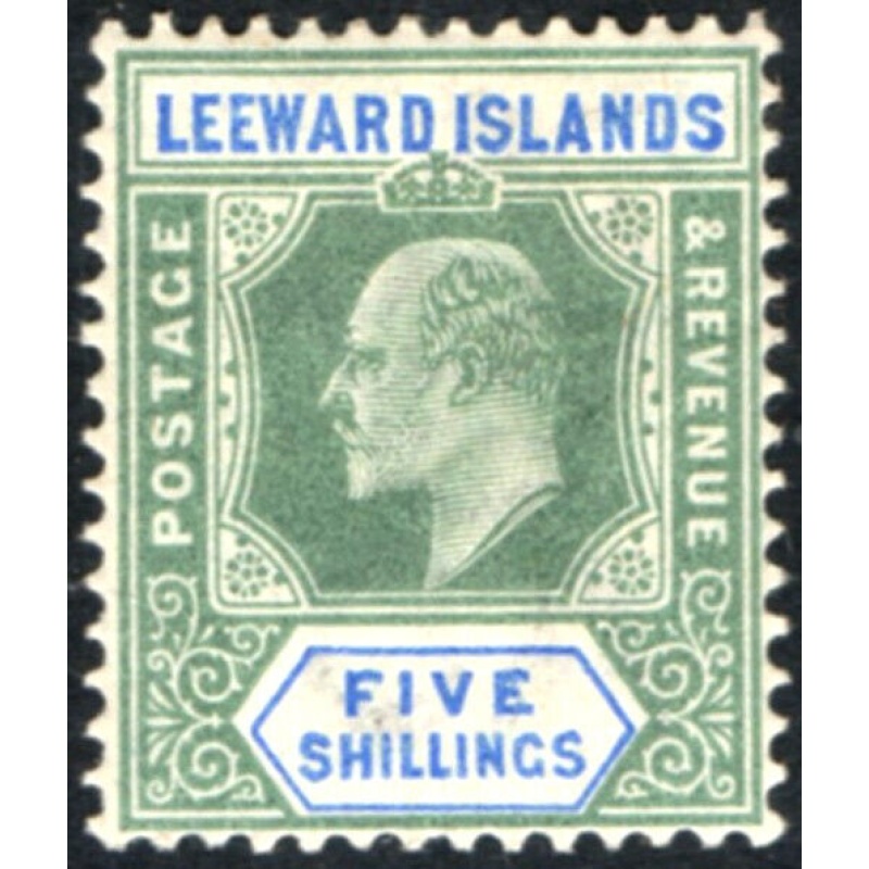 Leeward Islands Sg28 - 5 . green and blue 1902 VLMM