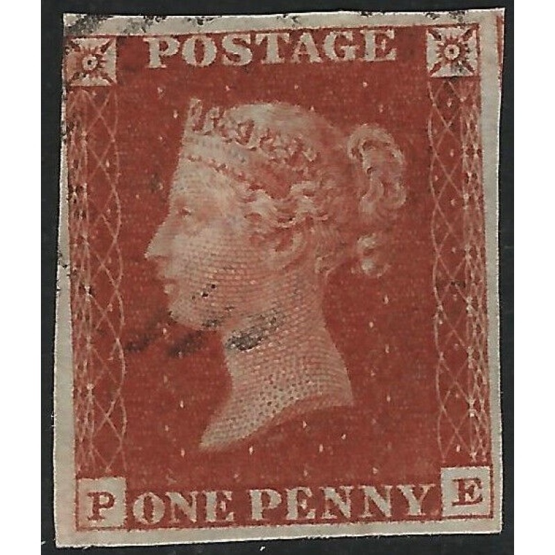 Queen Victoria Sg 8 - 1d Plate 54 PE 4 Margins Alphabet I Fine Used No Faults