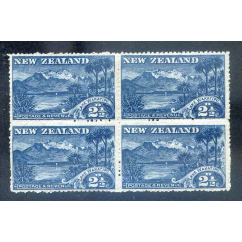 New Zealand 2 1 2d Deep Blue SG250a Mounted Mint Block 4