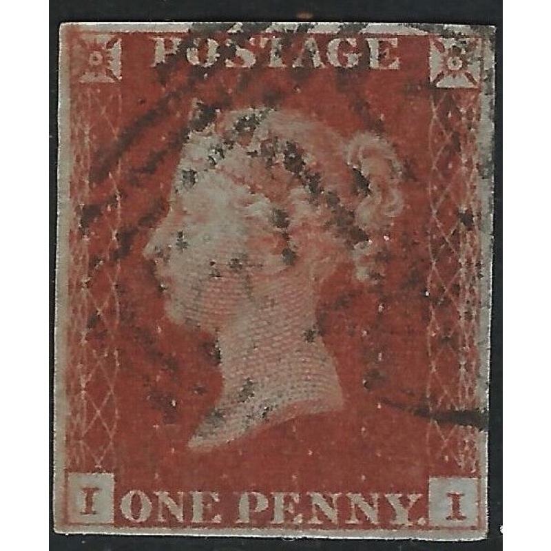 Queen Victoria Sg 8 - 1d Plate 59 II 4 Margins Alphabet I Fine Used No Faults