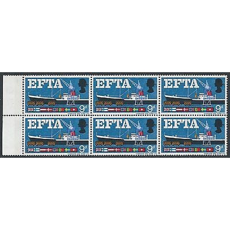 1967 EFTA 9d (Phos) - Listed Quay Flaw - MNH