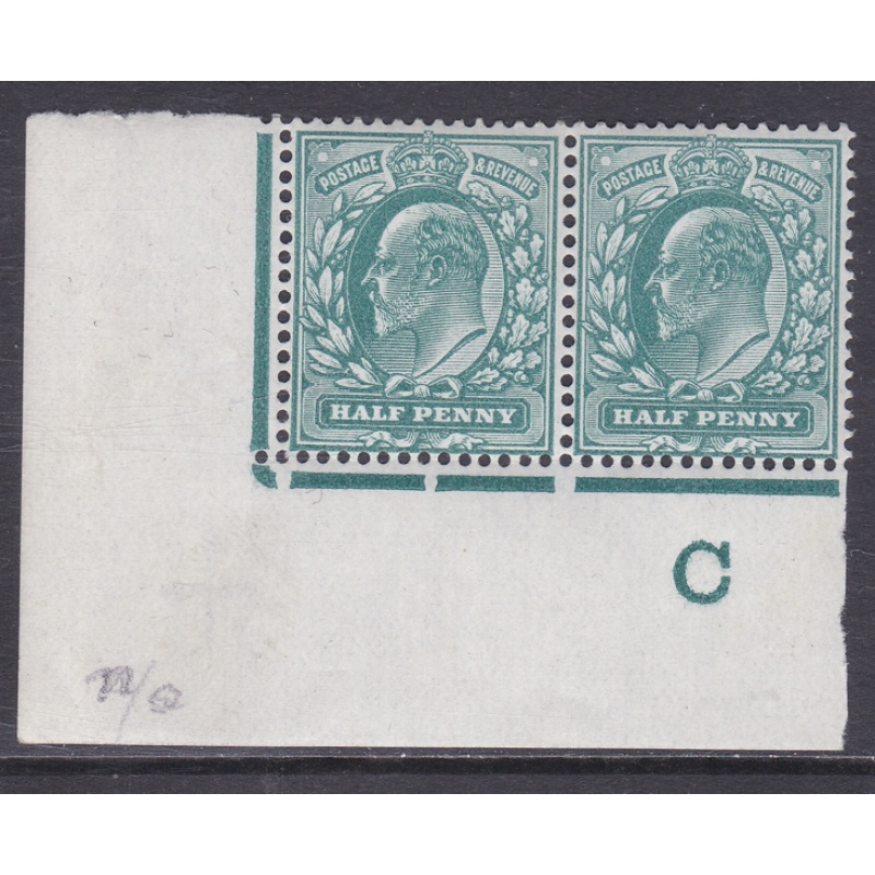 Sg 216 d Blue-Green Control De La Rue C Imperf Cont. Rule pair Date cut U M