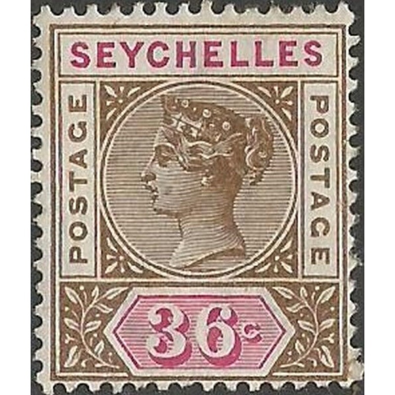 Seychelles Sg32 - 1897-1900 - 36c Brown  Carmine Cat 48 LMM