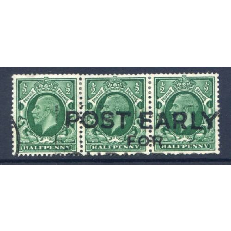 KGV 1 2d Green SG439a Fine Used Strip 3