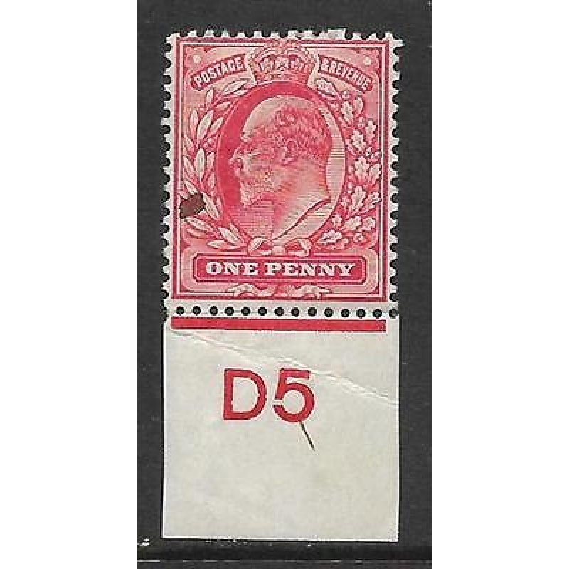 Sg 220 1d Scarlet Control D5 Imperf De La Rue MOUNTED MINT