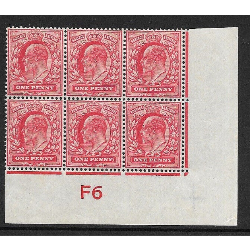 M5(1) 1d Scarlet EDVII De La Rue control F6 Imperf UNMOUNTED MINT