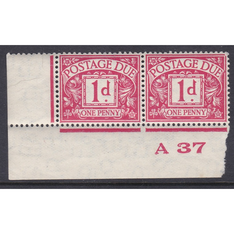 D11 1d Block Cypher Postage due pair Control A37 Imperf MOUNTED MINT