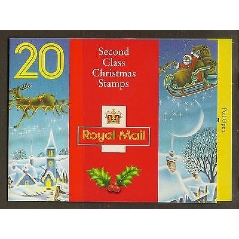 LX3 1992 Christmas Barcode Booklet 20 x 2nd Class (18p) - Cylinder B1A-B1F